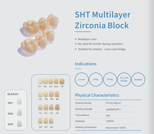 Yucera dentiera denti multistrato SHT Pre ombreggiato <span class=keywords><strong>Zirconia</strong></span> blocco 95mm per camma <span class=keywords><strong>Cad</strong></span> dentale - Product Image 4