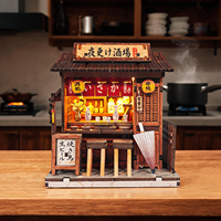 Kit de construction de maison miniature en bois DIY, architecture japonaise, puzzle 3D avec lumière LED pour la décoration de la maison, cadeau