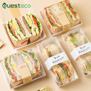 Desechable Sushi Sandwich Ensalada Hamburguesa Almuerzo Entrega Comida para llevar Extra Papel Kraft Bandeja de comida Caja marrón con tapa - Product Image 3