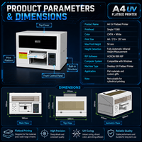 Máquina de Impresión UV de Cama Plana Pequeña para Impresora UV A4, para Carcasas de Teléfono con Materiales de Metal/Acrílico/Madera/Vidrio/PVC/Plástico