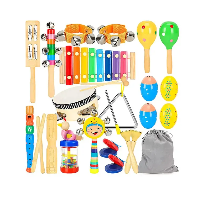 Vendita calda giocattolo musicale set di colore bianco bambino giocattolo educativo in legno per bambini strumento musicale per bambini giocattolo strumenti musicali