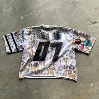 T-shirts personnalisés Streetwear en coton 100% avec impression sérigraphique DTG, coupe oversize courte et carrée, motif camouflage Real Tree, vente en gros