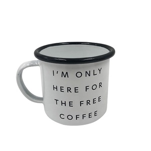 Mug à café classique en céramique émaillée colorée personnalisée, vaisselle promotionnelle avec logo imprimé sur le gobelet de camping - Product Image 5