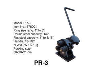 Cintreuse de tuyaux à trois rouleaux, plieuse de conduites, machine à arrondir, cintreuse manuelle à engrenages, rouleau annulaire PR-3, machine à cintrer ronde - Product Image 5