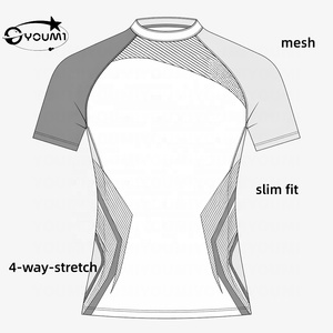 YOUMI Maßgeschneiderte ODM/OEM Herren Gym Kompressions-T-Shirt Slim Fit Vierwege-Stretch Cropped Trainingsshirt Spandex Leichtgewicht Fitness - Product Image 1