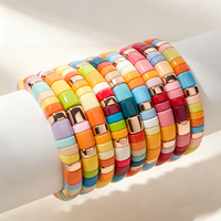Bracelet extensible CENDA en perles émaillées multicolores personnalisables, empilable, blocs de couleurs, élastique, pour femme