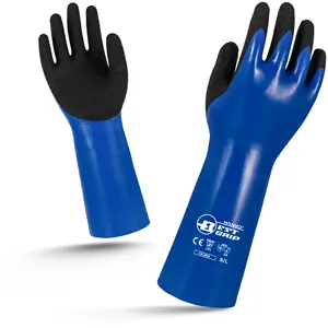 15-pin Dacron bột miễn phí Găng tay Nitrile Găng tay màu xanh cấp thực phẩm không thấm nước Nitrile nhúng làm việc găng tay