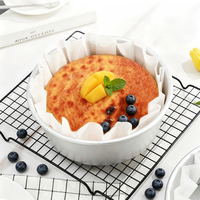 Papier sulfurisé pré-plié pour gâteaux, taille personnalisable, 6 pouces, jetable, pour cheesecake, papier de cuisson pour gâteau basque, 50 pièces