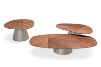 Ensemble de tables basses modernes en contreplaqué brun avec plateau en placage de bois, prix d'usine en gros, fabrication sur mesure