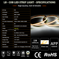 Lampu Strip LED COB PCB Tembaga Bebas Potong 8MM 528 Chip 3000K-6000K 24V Panjang Sesuai Pesanan Garansi 5 Tahun