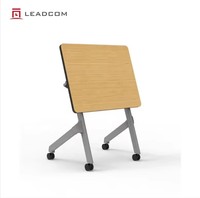 Bureau d'entraînement pliable en acier LEADCOM LS-424AS avec plateau rabattable pour usage au bureau et en salle de classe