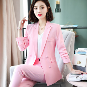 Blazer Slim Fit a maniche lunghe da donna giacca nera rossa da donna pantaloni da donna - Product Image 3