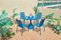 Tables modernes en panneaux d'aluminium pour l'extérieur - Construction métallique durable pour jardin, hôtel, cour et salon - Réglables