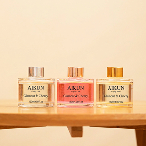 Aikun MOQ30pcsGold 120ml Rectangular Glass Sticker Logo Box Custom Scent 3 Day Sample 7 Day Ship Reed <b>Diffuser</b> Set for Gift Shop - Product Image 2