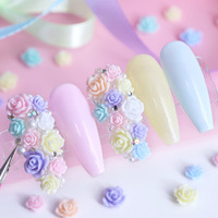 Décoration d'ongles Fleur de Camélia Saint-Valentin 50 pièces/sac, Accessoire Roses Colorées pour Ongles