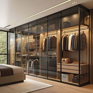 China Factory Walk in Closet Design Bedroom Furniture Customized Glass <b>Door</b> Modern Wooden <b>Wardrobe</b> - Product Image 5