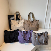Tas Kanvas Warna Solid - Tas Selempang Wanita Berkapasitas Besar yang Cocok dengan Segala Gaya Tas Jinjing yang Dapat Dibawa dengan Tangan