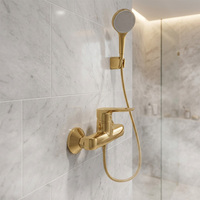 Ensemble de douche mural en laiton poli avec mitigeur monocommande eau chaude/froide à cartouche céramique pour hôtels et villas