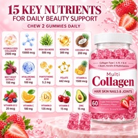 Gummies de collagène pour adultes en marque blanche avec biotine, certifiées GMP, formule personnalisée, saveur fraise, pour cheveux, peau et ongles