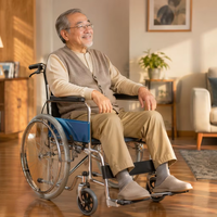 Fauteuil roulant manuel de qualité hospitalière avec accoudoirs fixes, repose-pieds et système de freinage intégré – Chaise de transport durable pour patients