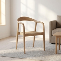 Chaise de salle à manger en bois massif avec coussin en corde tressée, mobilier de restaurant pour la maison, le bureau, la cuisine, l'hôtel, chaise en bois polyvalente