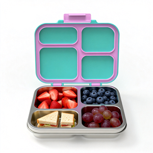 AOHEA Custom Unique Food Container Sandwich Microwave Leak Proof <b>Tiffin</b> 304 Stainless Steel Loncheras Kids Bento Lunch <b>Boxes</b> - Product Image 3