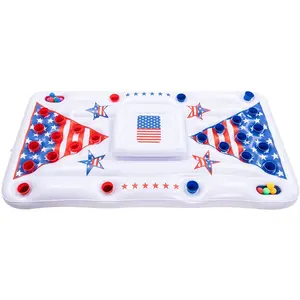 アメリカ国旗PVCインフレータブルビールポンプールフラット、クーラープラスチックブローアップウォーターパーティーゲームラウンジフローティング