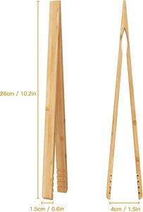Yukmin Bamboo <strong>Toast</strong> Tongs, 10.2 Inches Long Wood Toaster Tongs with Anti-slip Design, Tongs for Cooking with Cooking Oil Coating - Product Image 3