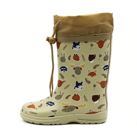 Bottes en caoutchouc écologiques de haute qualité pour enfants avec doublure en fourrure longue et col à cordon réglable pour les activités de plein air