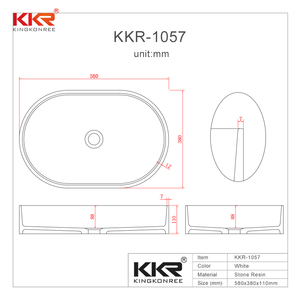 Lavabo de Baño de Diseño Moderno KKR, Lavabo de Superficie Sólida de Piedra Artificial con Cubierta de Atone - Product Image 6