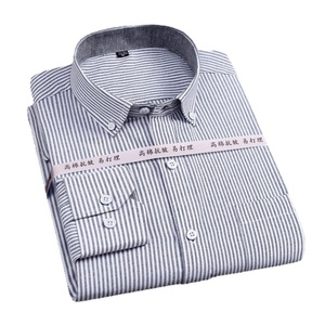 <span class=keywords><strong>Camicia</strong></span> Casual da uomo in cotone <span class=keywords><strong>Oxford</strong></span> a maniche lunghe con maniche lunghe a righe con Design antirughe e vestibilità <span class=keywords><strong>Slim</strong></span> - Product Image 6