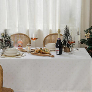 Nappe en polyester bleu poussiéreux brodé de fleurs pour banquet de Noël/nappe de mariage technique tissée - Product Image 3