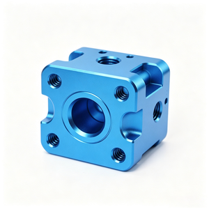 Bloque de Válvulas de Aluminio 6061 Mecanizado por CNC, Personalizado OEM, Base de Colector, Anodizado Azul, Piezas Mecánicas Hidráulicas/Neumáticas - Product Image 3