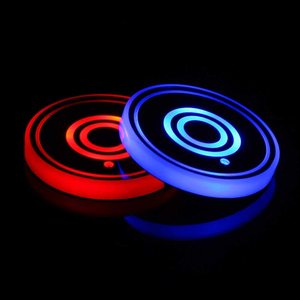 Logo personalizzato LED portabicchieri per auto tappetino USB ricarica impermeabile luce up sottobicchiere per decorazione d'interni accessori per auto - Product Image 2