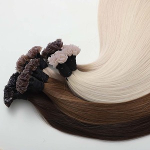 Extensions de cheveux humains de qualité salon, vierges européennes, cuticules alignées, à pointes plates pré-collées, qualité supérieure, double tirage, avec fixation à la kératine - Product Image 3