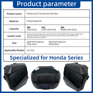 Venta Directa de Fábrica: Juego de 3 Maletas Laterales y Baúl Trasero para Motocicleta (50L, 33L, 30L) Compatible con Honda NC750X - Product Image 5