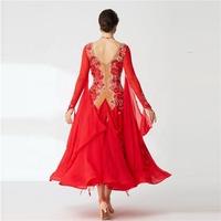 B-2019 lisse Fait Sur Commande robes de danse de compétition de haute qualité en mousseline de soie rouge danse de salon robes de Chine