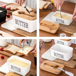 Plato <span class=keywords><strong>de</strong></span> mantequilla <span class=keywords><strong>de</strong></span> cerámica con tapa <span class=keywords><strong>de</strong></span> bambú recipiente <span class=keywords><strong>de</strong></span> queso sólido guardián plato <span class=keywords><strong>de</strong></span> mantequilla <span class=keywords><strong>de</strong></span> <span class=keywords><strong>porcelana</strong></span> <span class=keywords><strong>esmaltada</strong></span> con cuchillo para encimera - Product Image 6