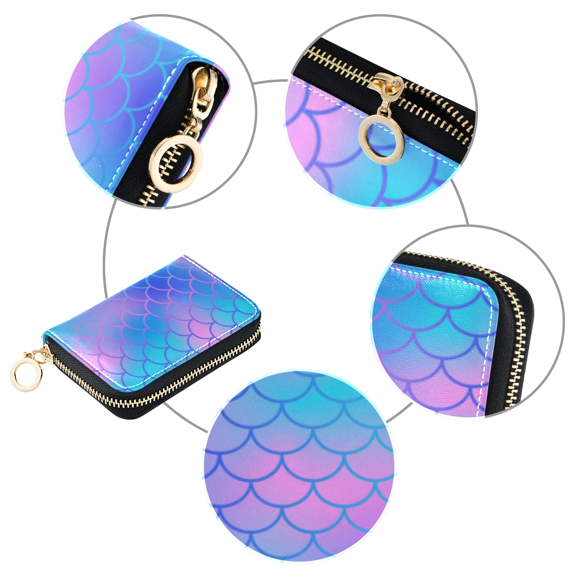 Custom Print Design Zip Around Leather Pocket Coin Purse PU Leather Wallet 2024