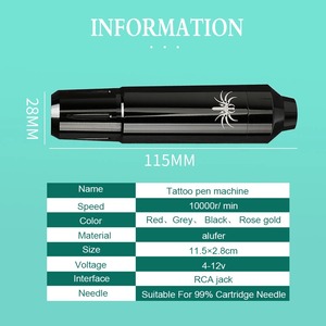 เครื่องสักโรตารี่แบบปากกา 10000 รอบต่อนาที มอเตอร์เงียบ ระยะชัก 3.5 มม. พร้อมสาย RCA สำหรับงานสักลายและ PMU - Product Image 6