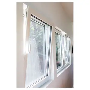Material de protección del medio ambiente al por mayor precio barato casa diseño a prueba de sonido low-e acristalamiento Upvc ventana abatible