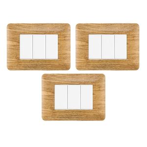 Placa de Interruptor de Pared Gloca de 3 Botones, Plástico, Estilo Rústico Madera Oscura, Fácil Instalación, Juego de 3 Piezas - Product Image 1