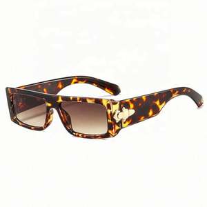 Lunettes de soleil tendance 2021, logo personnalisé, nouveau modèle léopard rouge rectangulaire, UV400, petites lunettes carrées pour hommes et femmes - Product Image 4