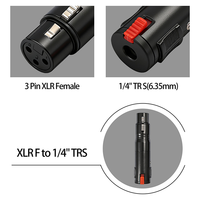 Adaptor Audio 1/4 ke XLR yang Dapat Dikunci, Adaptor Pengunci 6.35mm 1/4 Female ke 3Pin XLR Male untuk Konsol Mixing Mikrofon