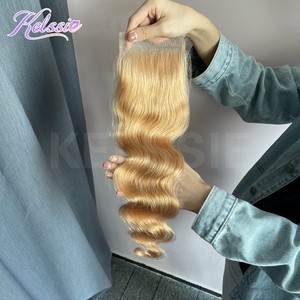 Kelssie Rose Gold Blonde 3 Bó Với Closure Straight Peru Bó Tóc Với Closure Màu 30 <span class=keywords><strong>26</strong></span> Inches <span class=keywords><strong>Remy</strong></span> Tóc Dệt - Product Image 4