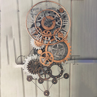 Horloge à engrenages industrielle rétro américaine vintage en fer forgé, artisanat steampunk, engrenage mécanique 3D rotatif, fait main, personnalisable pour la maison