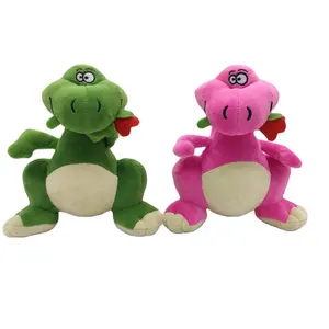 Stuffed Toy Dinosaur Standing Plush Toy Grasp The Machine Doll Atacado Custom O dinossauro com a rosa para crianças bonito 20 Cm