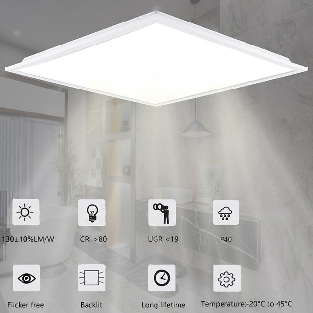 Commercial 36W Ultra-Slim Dimmable LED Panel Light 600*600mm White Modern for Hospital Office Ceiling 3000K-6500K Color Options
