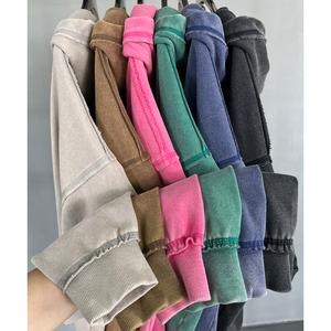 Nouveau sweat-shirt vintage lourd 450 GSM avec fermeture éclair, délavé à l'acide, délavé à la pierre, bords effilochés, sweat-shirt pour homme - Product Image 1