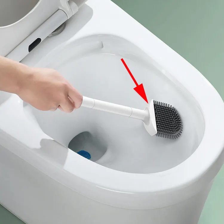 Factory Price Soft Cleaning Silicone Toilet Bowl Brush with Plastic Holder for Bathroom